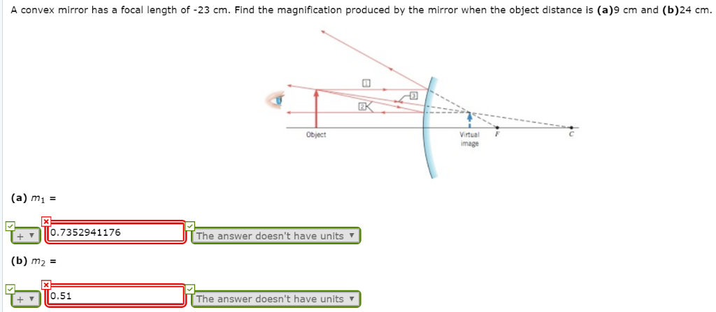 Solved A Convex Mirror Has A Focal Length Of 23 Cm Find Chegg Com   PhpC8vxwp 