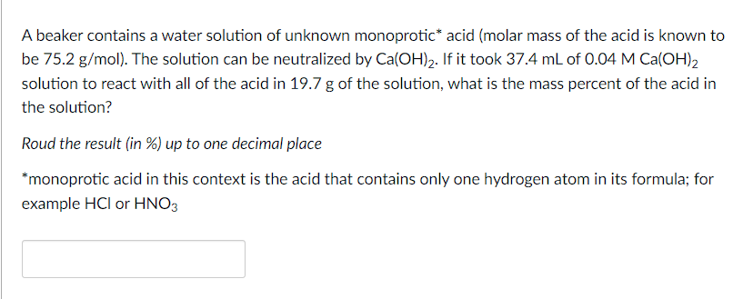 Solved A Beaker Contains A Water Solution Of Unknown | Chegg.com