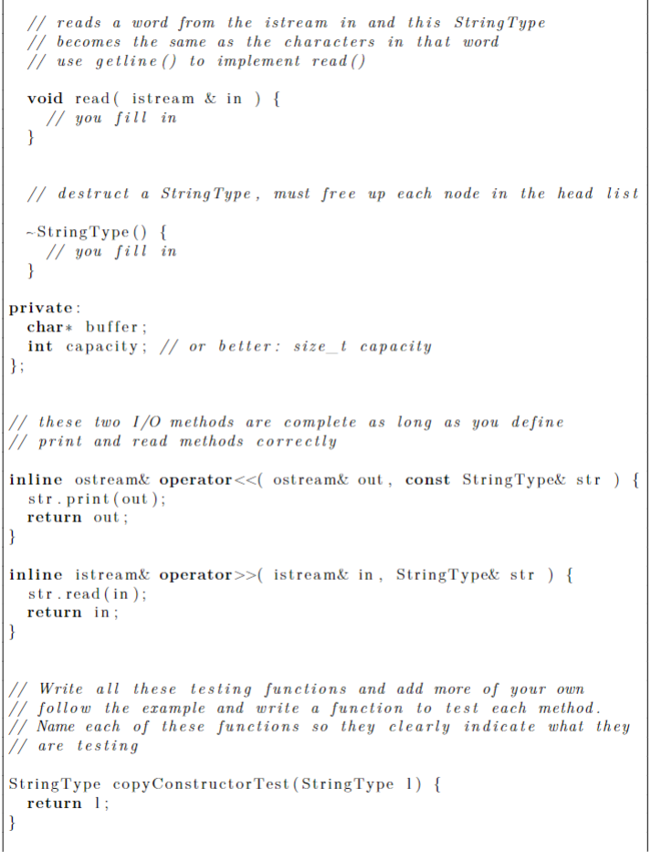 Solved In C++ please Continue to implement class my_str | Chegg.com