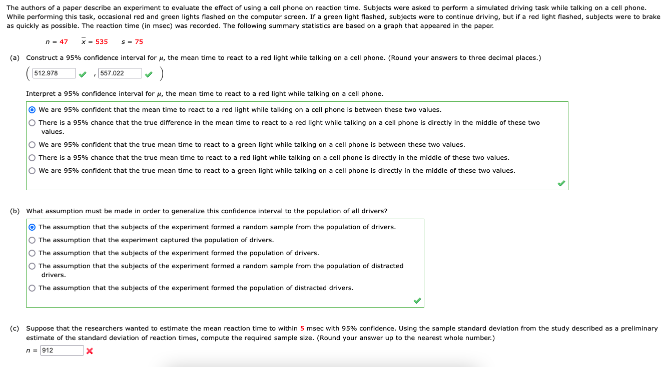 Solved as quickly as possible. The reaction time (in msec) | Chegg.com