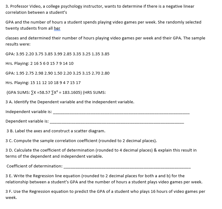 Solved 3. Professor Video, A College Psychology Instructor, | Chegg.com