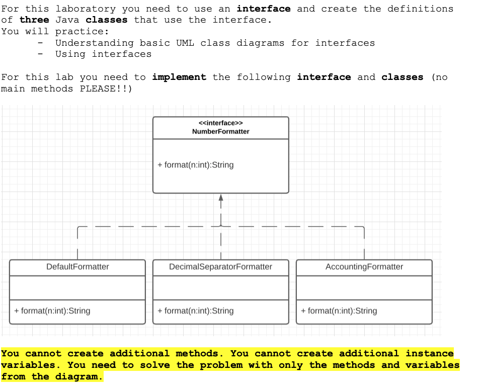 Solved For this laboratory you need to use an interface and | Chegg.com