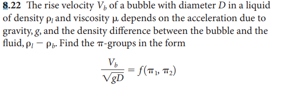 Solved 8.22 The rise velocity Vb of a bubble with diameter D | Chegg.com