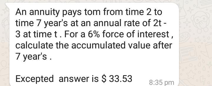 Solved An annuity pays tom from time 2 to time 7 year's at | Chegg.com