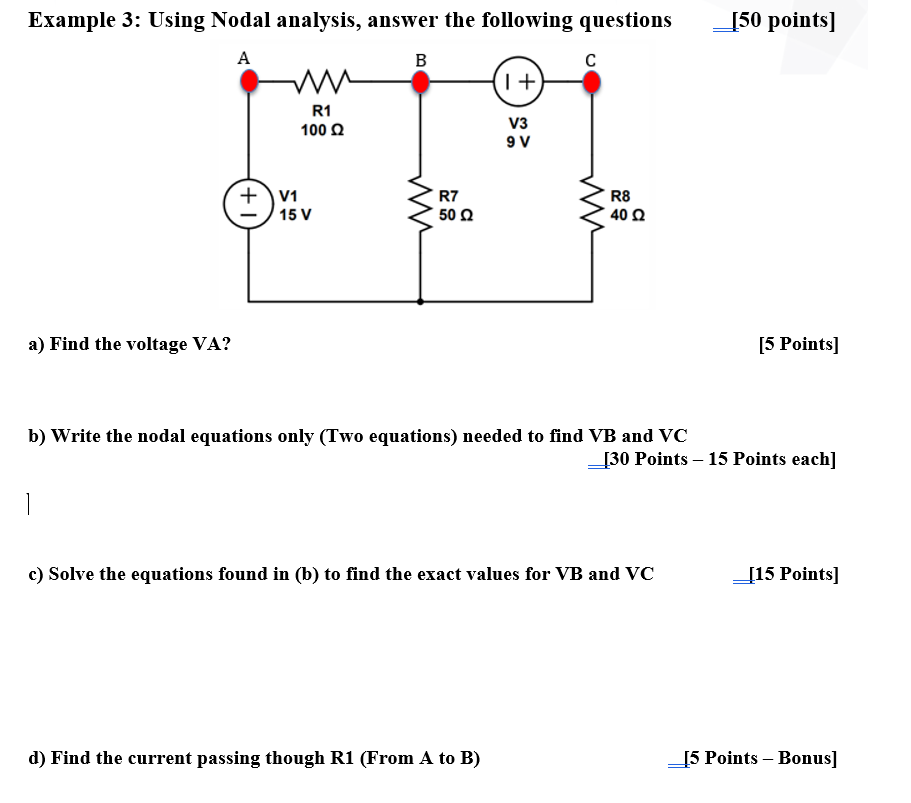 Solved Example 3: Using Nodal analysis, answer the following | Chegg.com