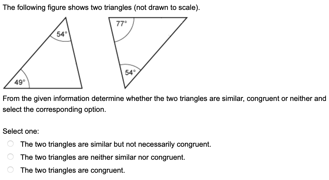 Solved The following figure shows two triangles (not drawn