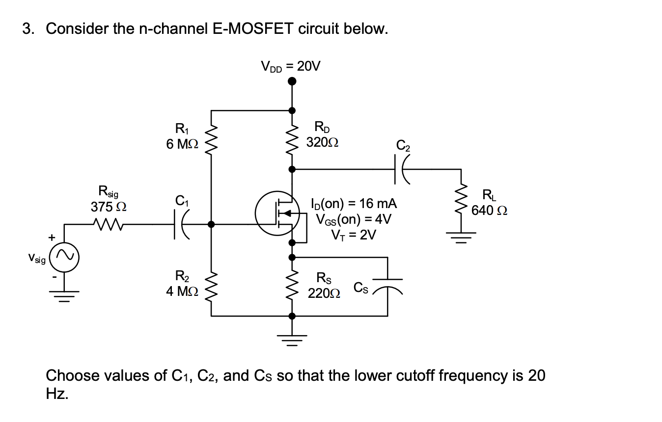 Solved 3. Consider the n-channel E-MOSFET circuit below. | Chegg.com