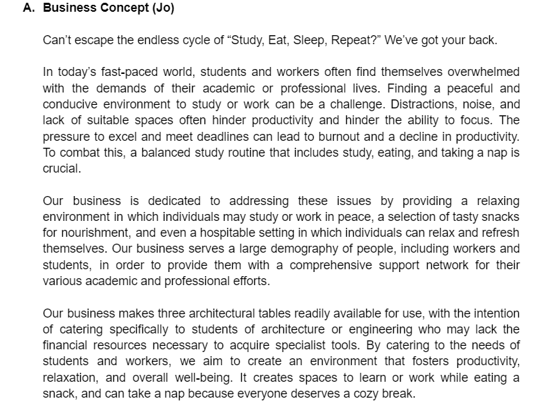 Instruction: Base on the business concept make the | Chegg.com