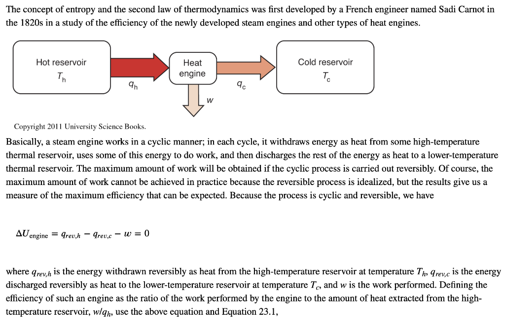 Solved The Concept Of Entropy And The Second Law Of | Chegg.com