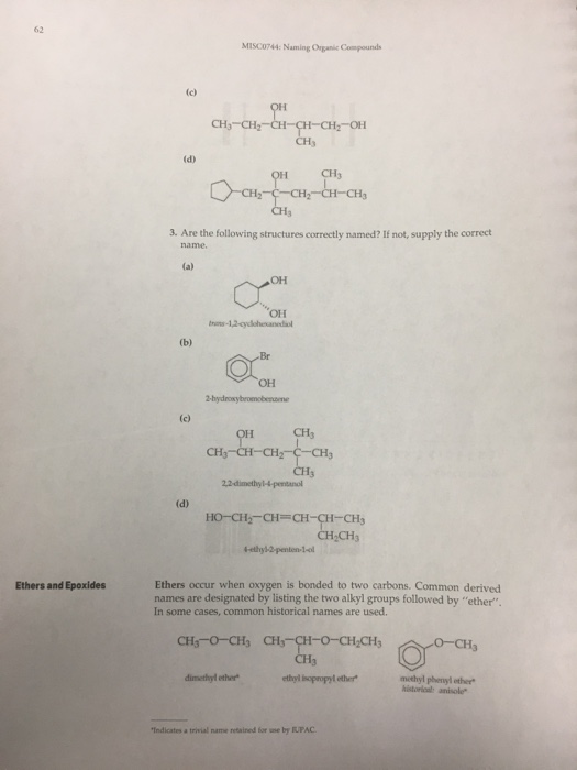 Solved 62 MISC0744: Naming Organic Compounds | Chegg.com