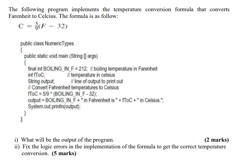 Solved The following program implements the temperature | Chegg.com
