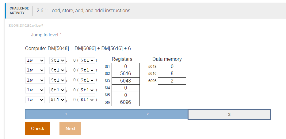 Solved CHALLENGE ACTIVITY 2.6.1: Load, store, add, and addi | Chegg.com