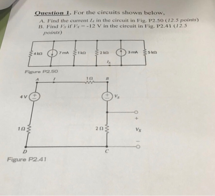 Solved Question 1. For The Circuits Shown Below, A. Find The | Chegg.com