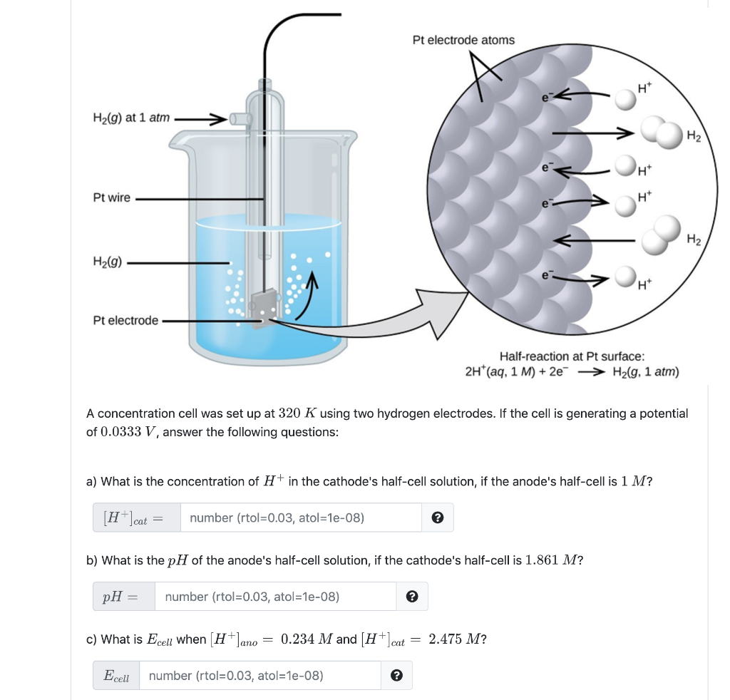 Solved A concentration cell was set up at 320 K using two