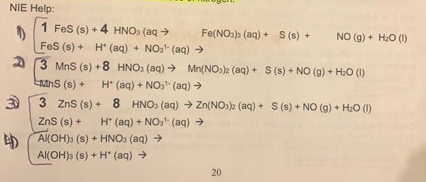 Fes2 hno3 fe no3 3 h2so4 no2