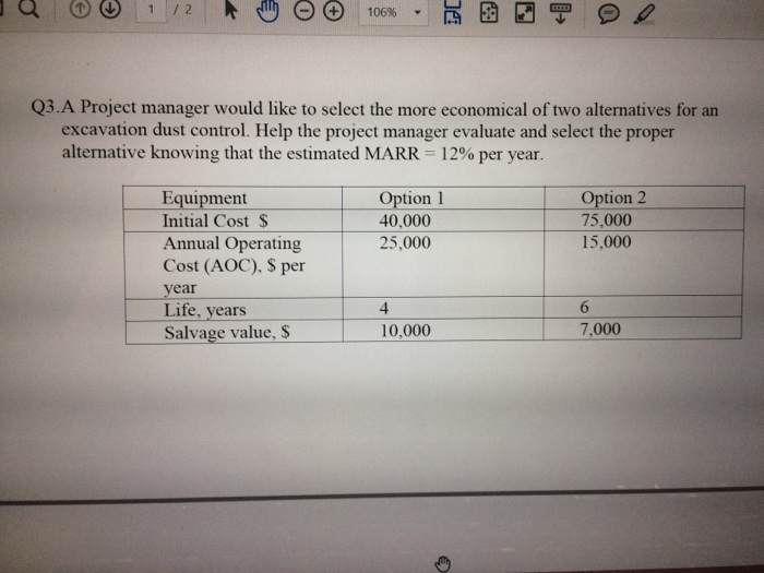 Solved | 106% Q3.A Project manager would like to select the | Chegg.com