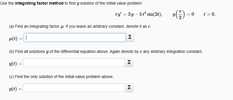 Solved Use the integrating factor method to find y solution | Chegg.com
