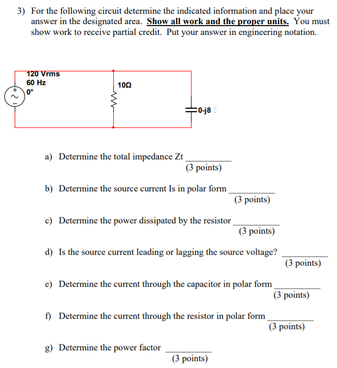 Solved 3) For the following circuit determine the indicated | Chegg.com