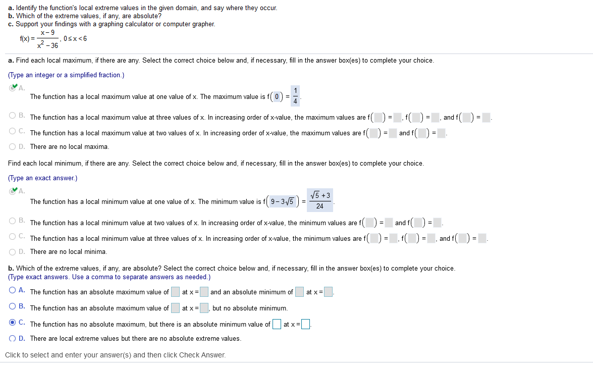 Solved A Identify The Function s Local Extreme Values In Chegg