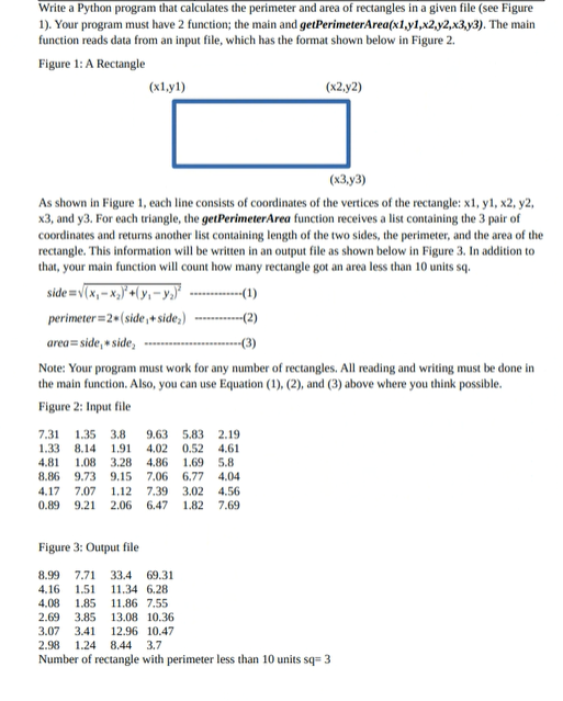Solved Write a Python program that calculates the perimeter | Chegg.com