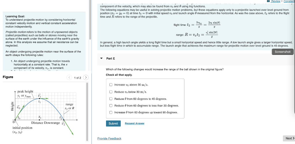 Solved Learning Goal To understand projectile motion by