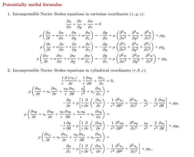 Cotentially useful formulas 1. Incompressible | Chegg.com