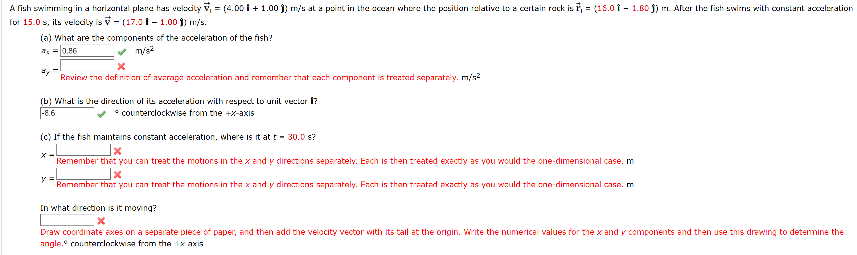 Solved 16 0 I 1 80 J M After The Fish Swims With C Chegg Com