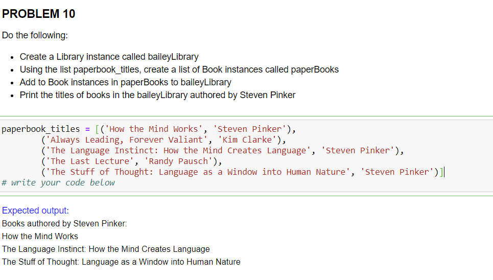 Solved PROBLEM 1 Define a class named Book. Each instance of | Chegg.com
