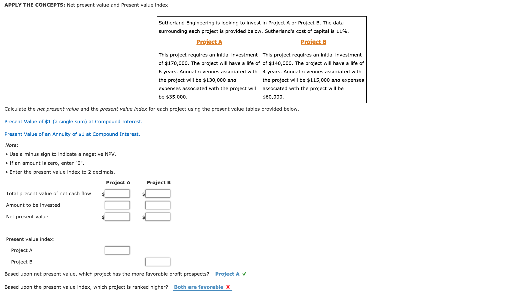 Solved APPLY THE CONCEPTS: Net present value and Present | Chegg.com