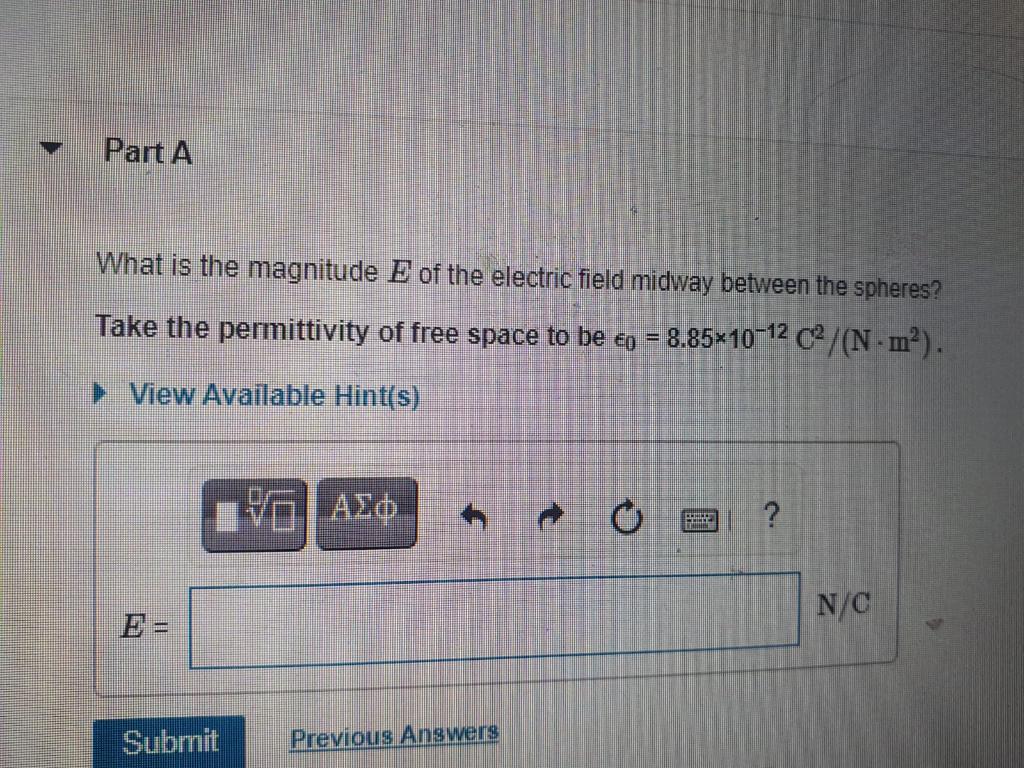Solved Part A What is the magnitude E of the electric field | Chegg.com