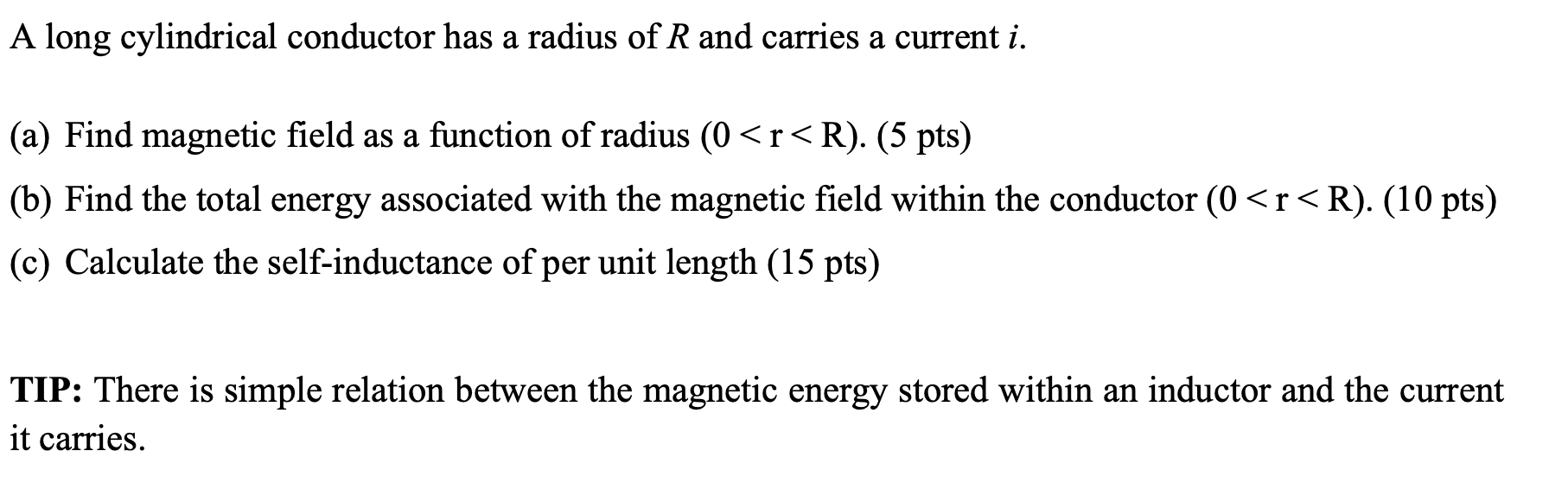 Solved A long cylindrical conductor has a radius of R and | Chegg.com