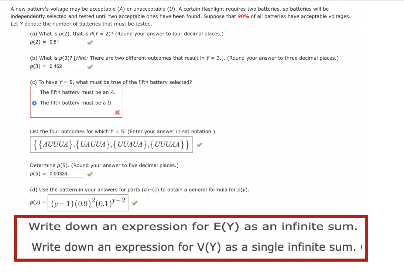 Solved A new battery's voltage may be acceptable (A) or