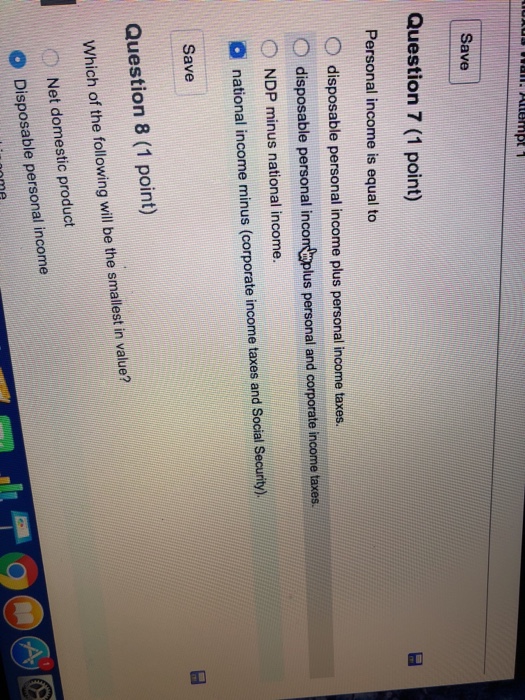 Solved Save Question 7 (1 point) Personal is equal to