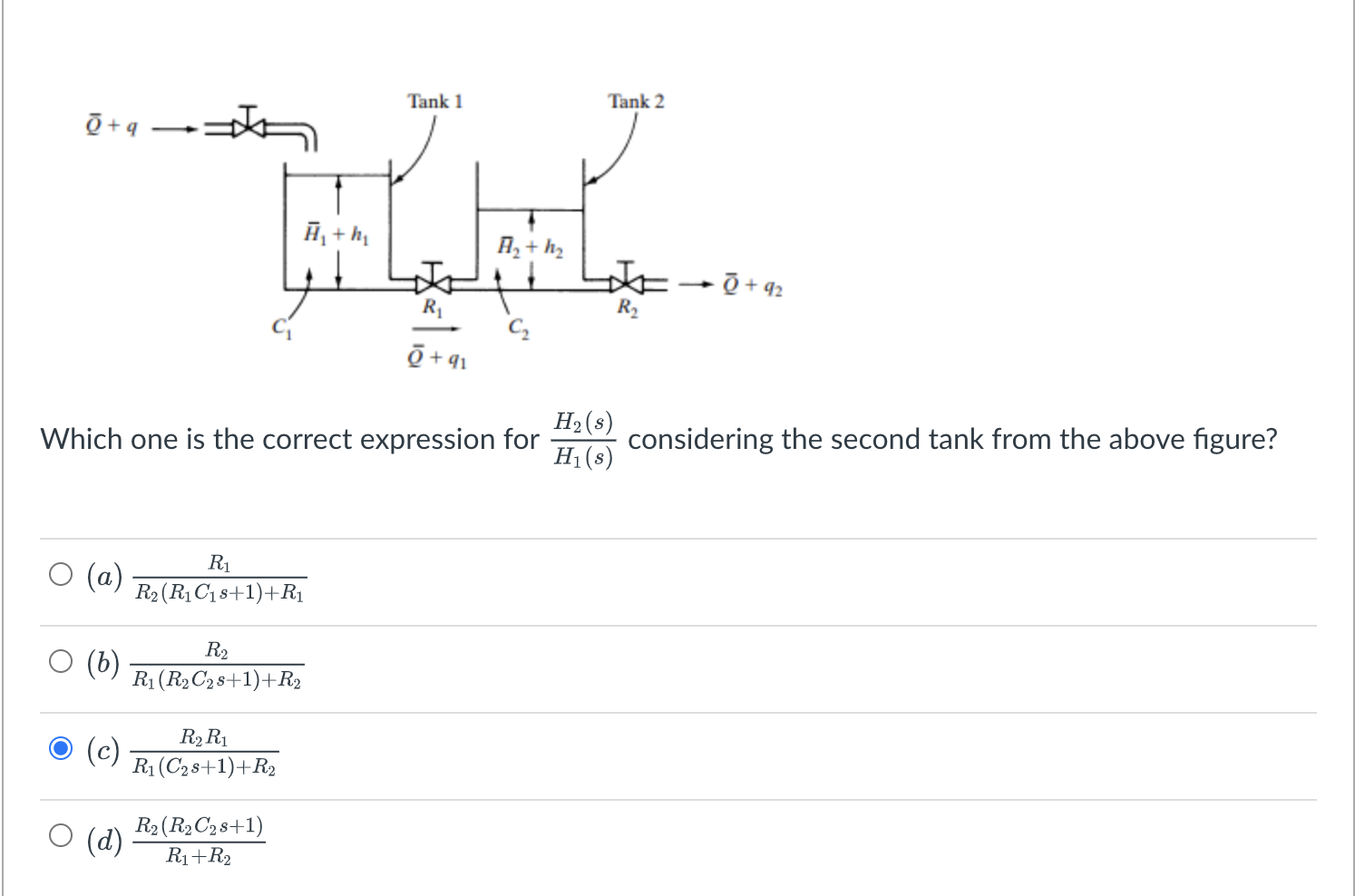 Solved Tank 1 Tank 2 © +- Ā+h A2+ h2 DE++92 + R R C2 © +41 | Chegg.com