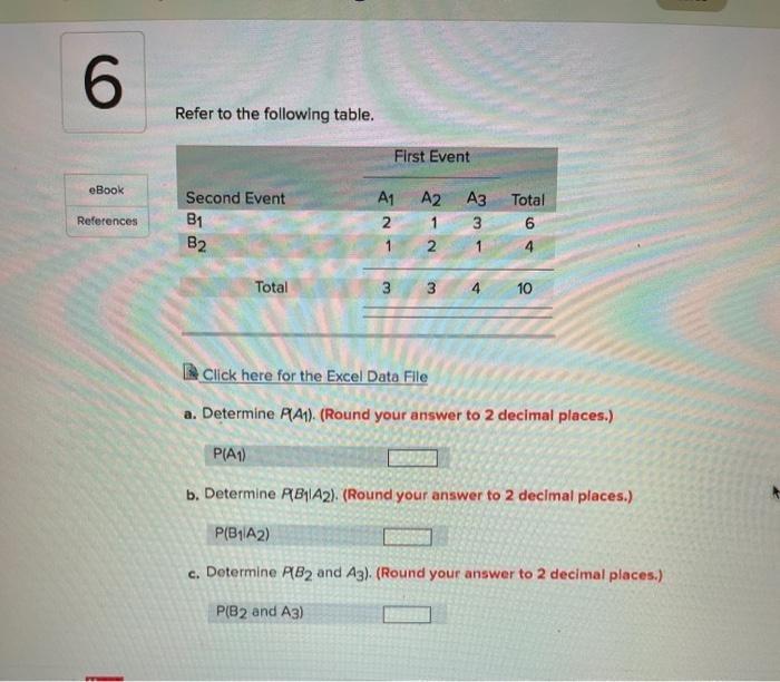 Solved 6 Refer To The Following Table. First Event EBook | Chegg.com