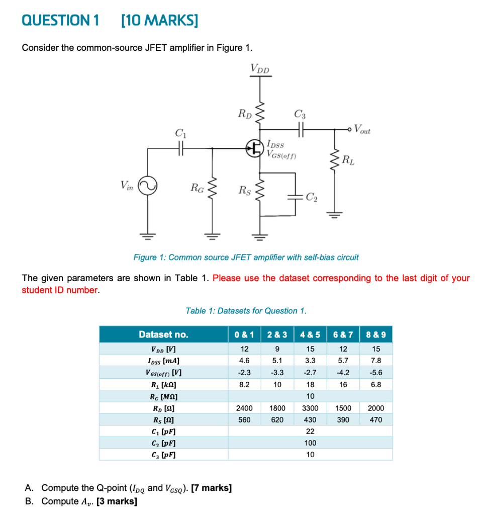 Solved Question 1 10 Marks Consider The Common Source Jfet 4466