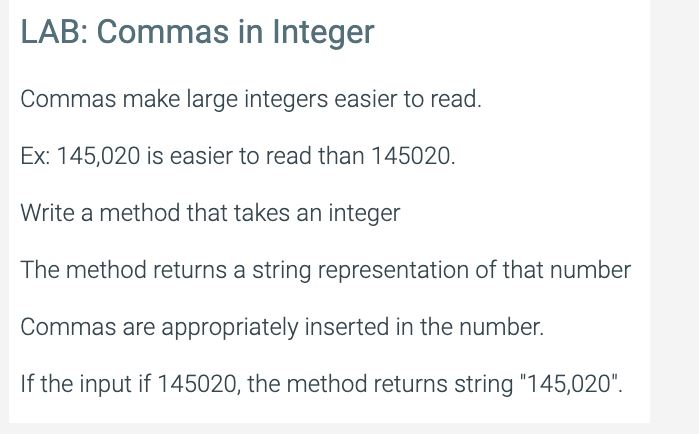 Read Numbers Comma Solved LAB: Commas in Integer Commas make large integers | Chegg.com