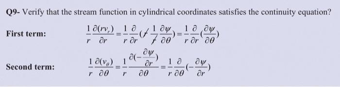 Solved Q9- Verify that the stream function in cylindrical | Chegg.com