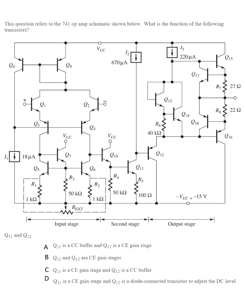 Solved This question refers to the 741 op amp schematic | Chegg.com