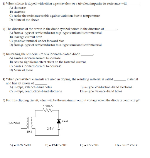 Solved 1) When silicon is doped with either a pentavalent or | Chegg.com