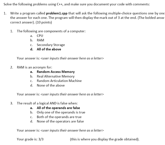 Solved Solve the following problems using C++, and make sure | Chegg.com