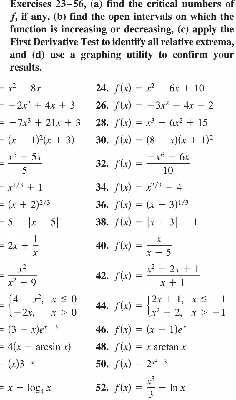 Solved Exercises 23–56, (a) find the critical numbers of f, | Chegg.com