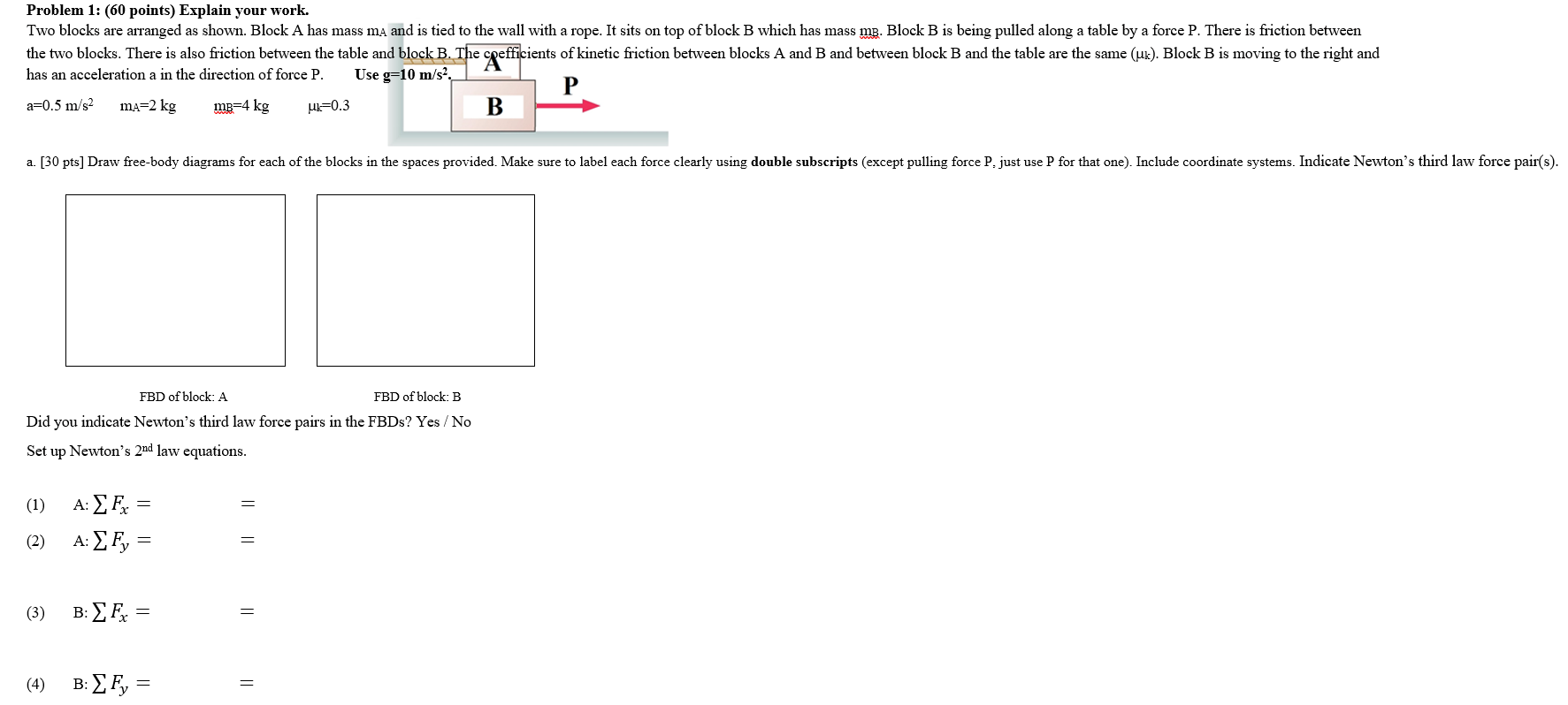 Solved Problem 1 (60 points) Explain your work. Two blocks