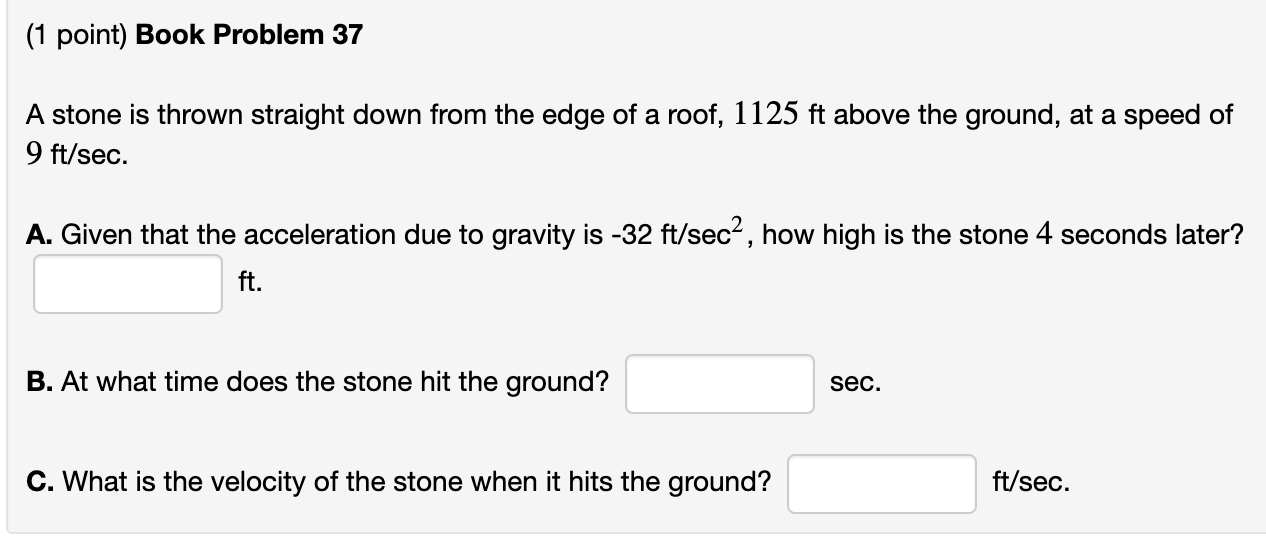 Solved A stone is thrown straight down from the edge of a | Chegg.com