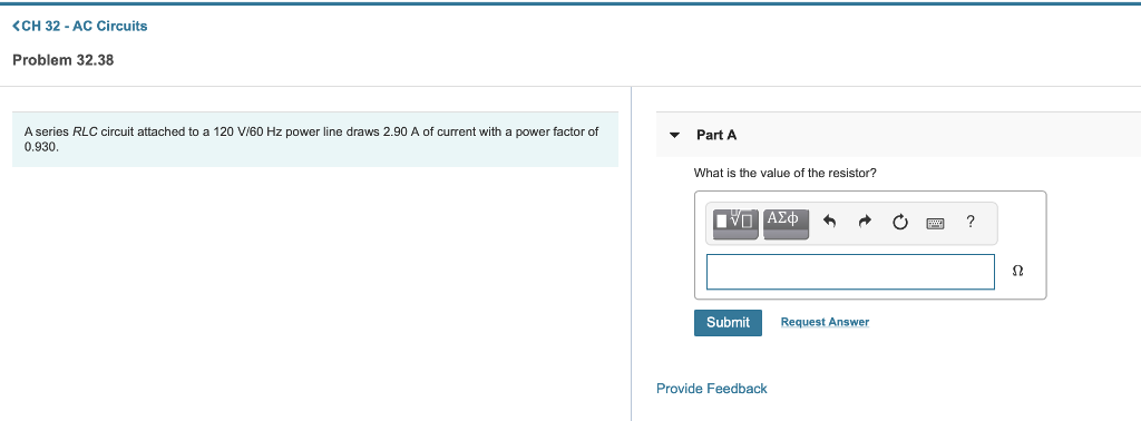 Solved CH 32 AC Circuits Problem 32.38 A series RLC circuit | Chegg.com