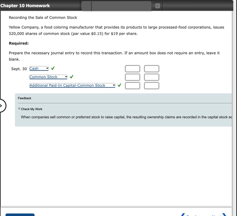 Solved Recording the Sale of Common Stock Yellow Company, a 