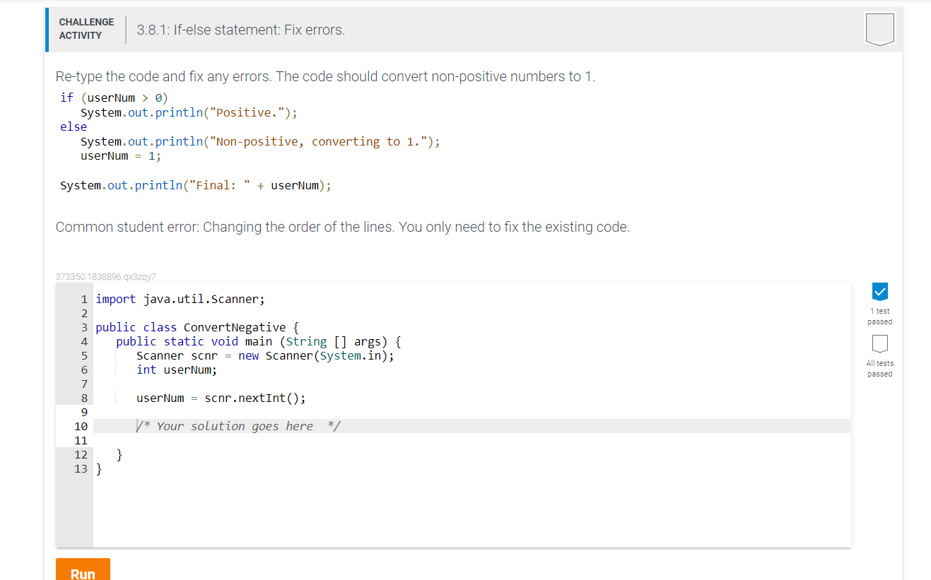 Solved CHALLENGE ACTIVITY 3.8.1: If-else statement: Fix | Chegg.com