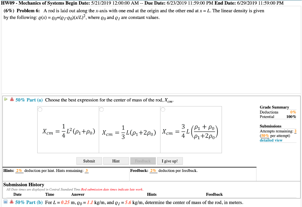 Solved Hw09 Mechanics Of Systems Begin Date 5212019 - 