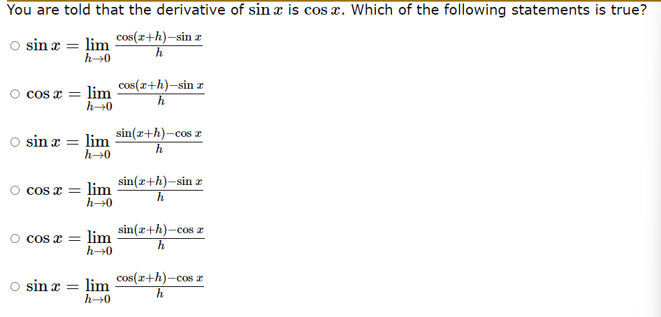 derivative of cos x sinx