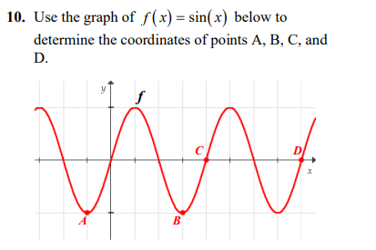 Solved 10. Use the graph of f(x) = sin(x) below to determine | Chegg.com